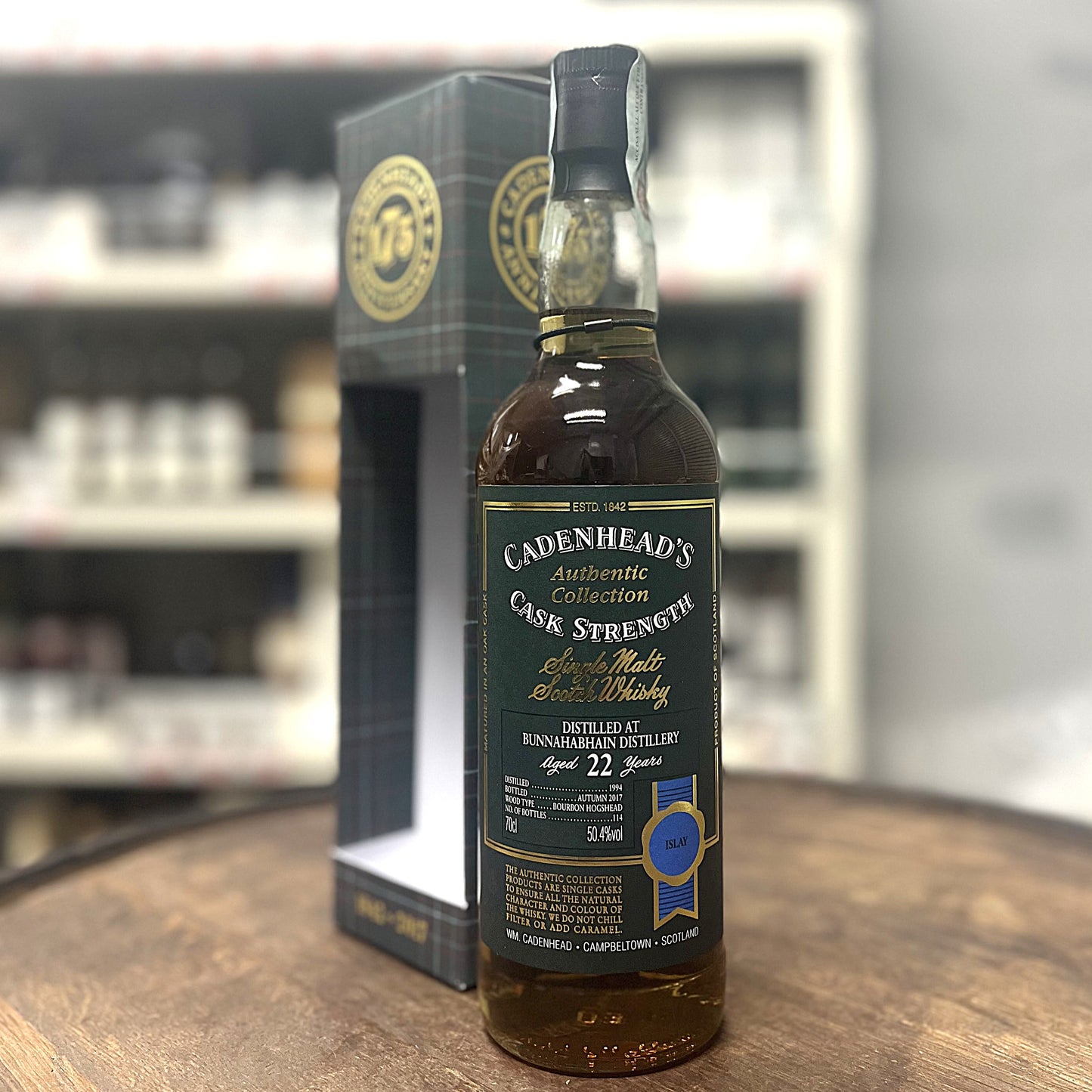 【オールドボトル】ブナハーヴン 22年  1994 - 2017 Cadenhead's  Authentic Collection 175th Anniversary イタリア流通品 50.4% 700ml